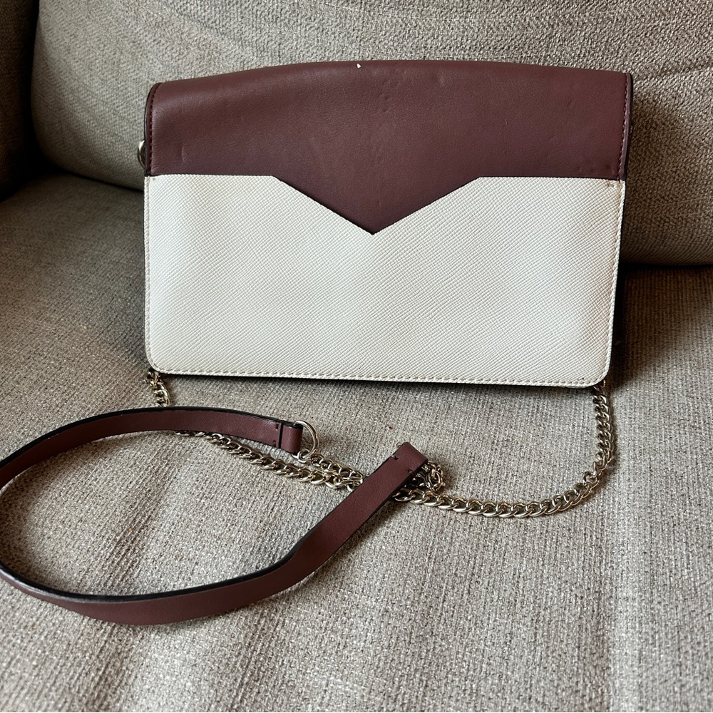 Guess Bryanna Two-Tone Maroon and Cream Women's Bag Crossbody